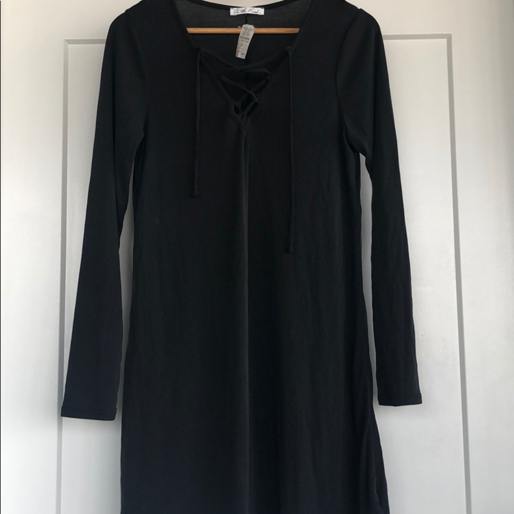 NWT black dress with cross front detail